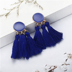 Bohemia Statement Tassel Earrings Gold Color Round Drop Earrings for Women Wedding Long Fringed Earrings Jewelry Gift e0343